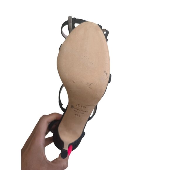 SJP Black Glitter Sandals Heels Size 39.5 / US 9.5 NEW NWOB - Picture 6 of 8